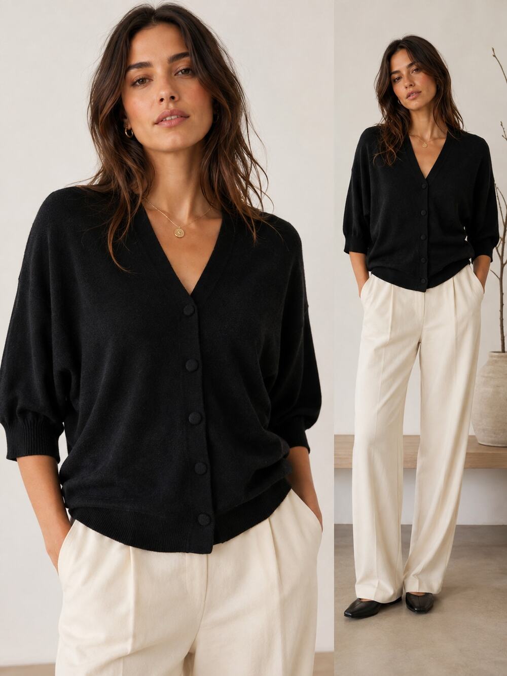 Marni Cashmere Cardigan NWT Black Short Sleeve Button Front Sz IT 42 (US 6/S-M)